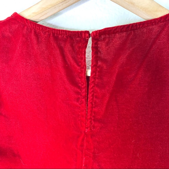Zara red velvet cropped ruffle sleeve top size m - Picture 6 of 6